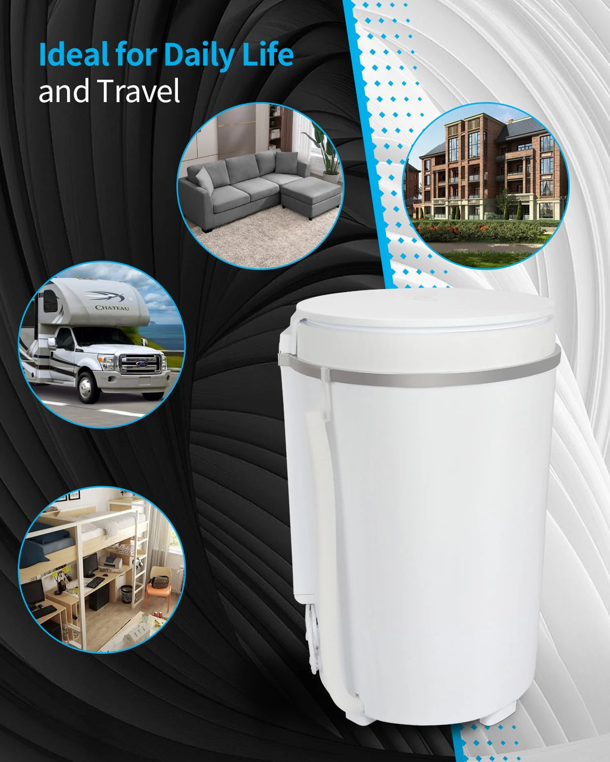 Portable Mini Washing Machine with Spinner Basket, White P751982