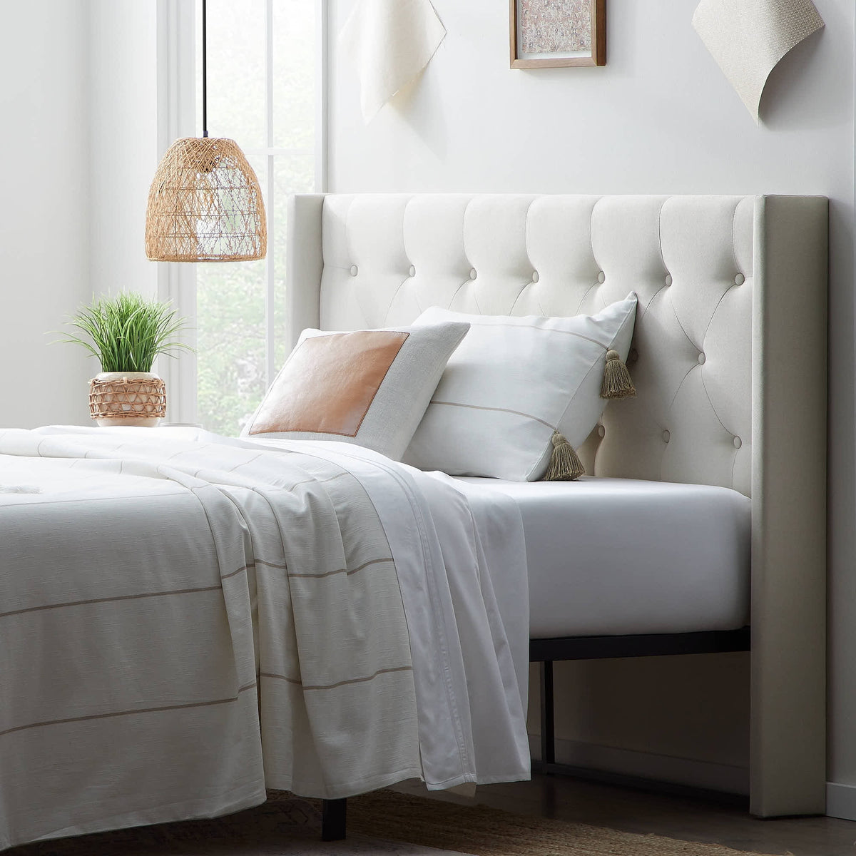 King Cal King Cream Upholstered Headboard M95297