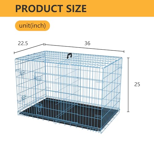 48 Inch Folding Metal Wire Dog Crate with Divider Panel and Leak-Proof Plastic Tray, Black E314020