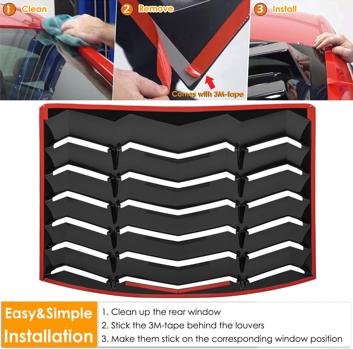 Matte Black ABS Rear Window Louver for Ford Mustang 2005-2014 H860808