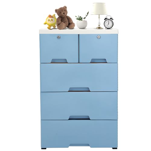 Pink 6 Drawer Plastic Dresser with Wheels H18397