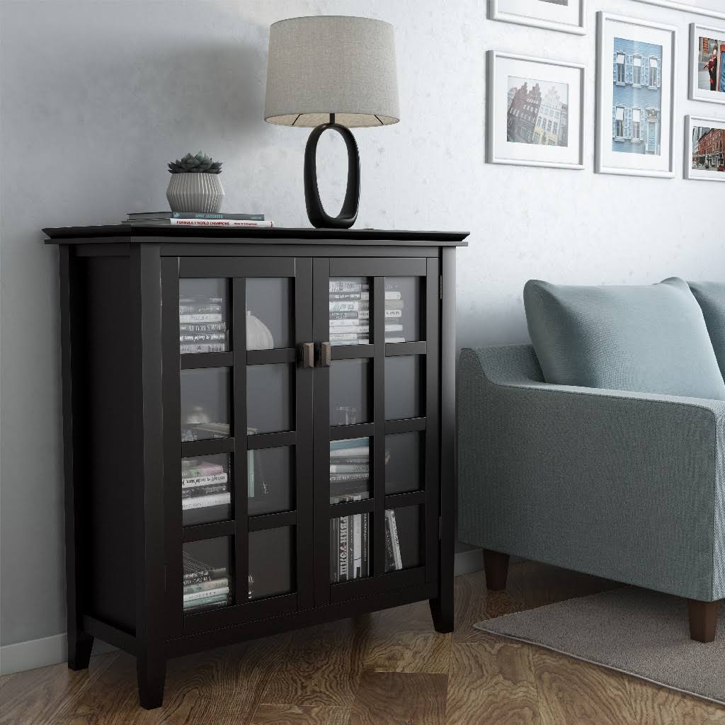 Solid Wood Storage Cabinet in Black H67655