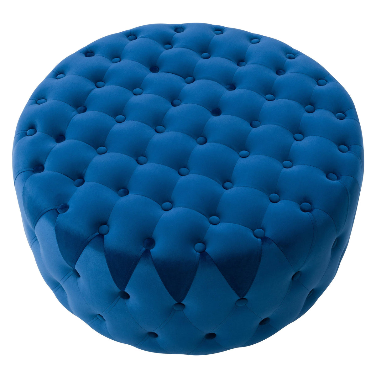 Blue Velvet Large Round Tufted Ottoman N15311