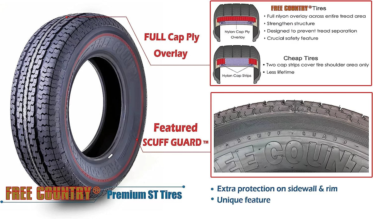 Set 2 Trailer Tires ST175/80R13 8 Ply Load Range D Steel Belted Radial O369652