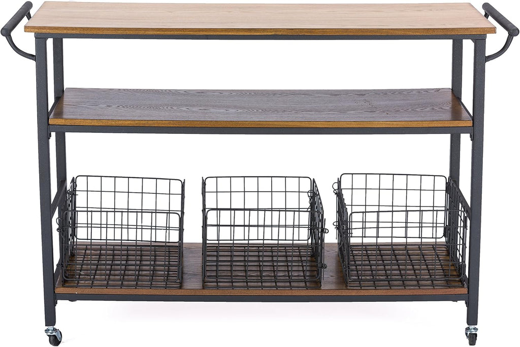 Brown Wood and Metal Kitchen Cart K990