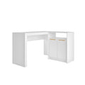 White L-Shaped Office Desk with Cabinet B1015