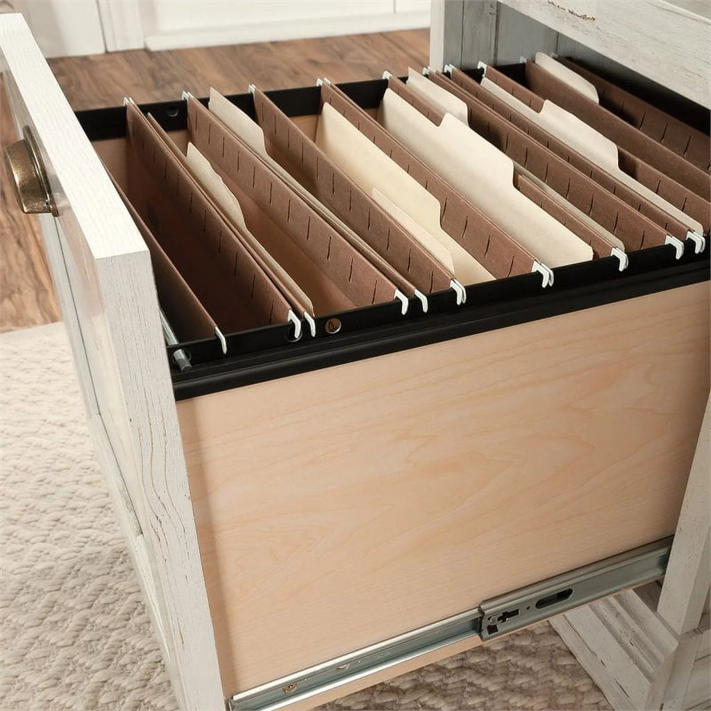 White Plank Finish Executive Desk R811497