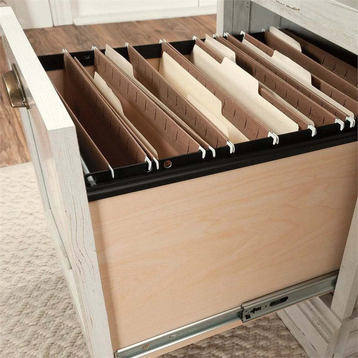 White Plank Finish Executive Desk R811497