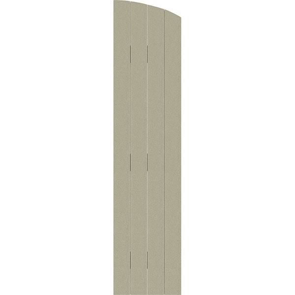 Rustic Faux Wood Shutters with Elliptical Arch Top L184