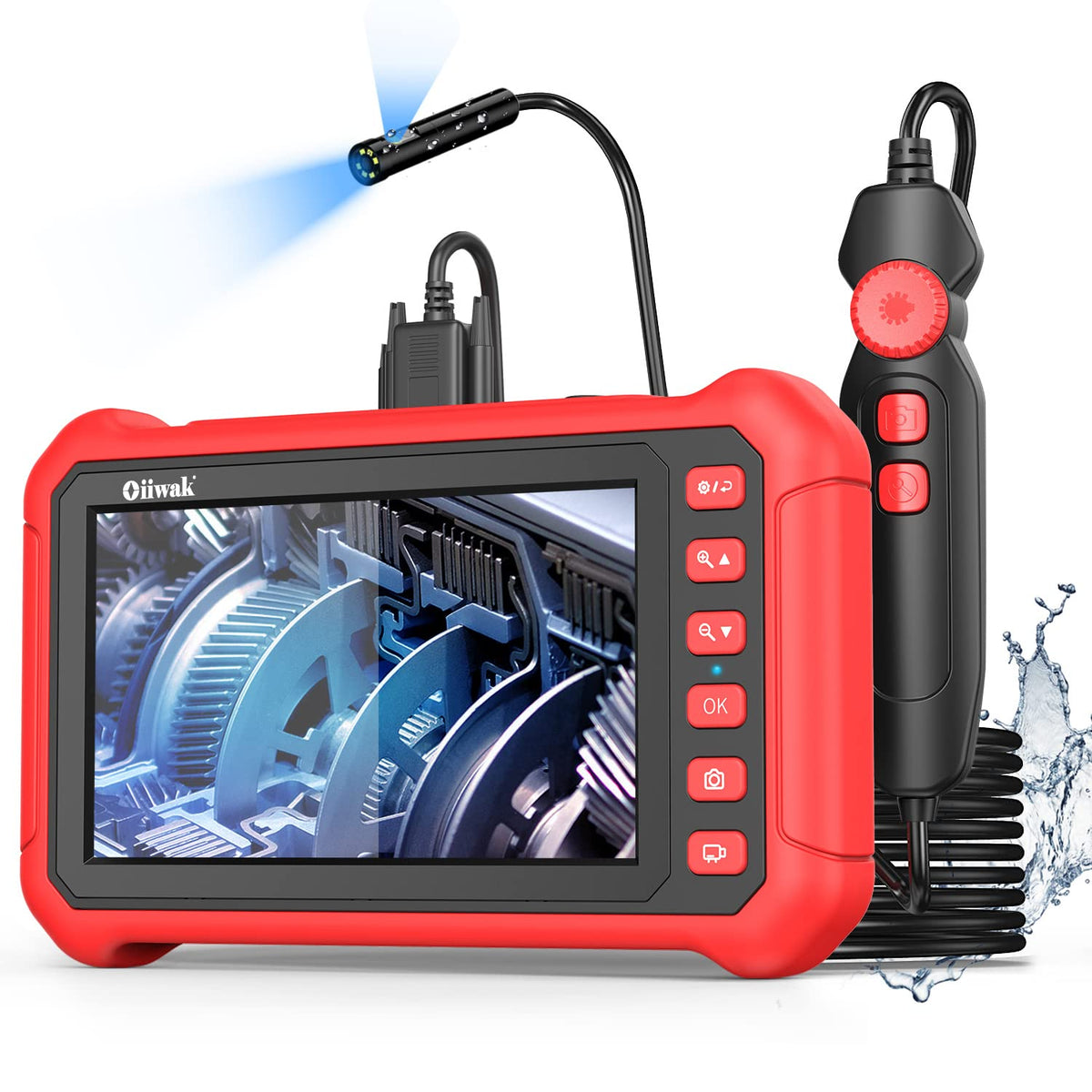 7'' Screen Borescope 6X Zoom HD Snake Camera with 8 LED Lights V15008