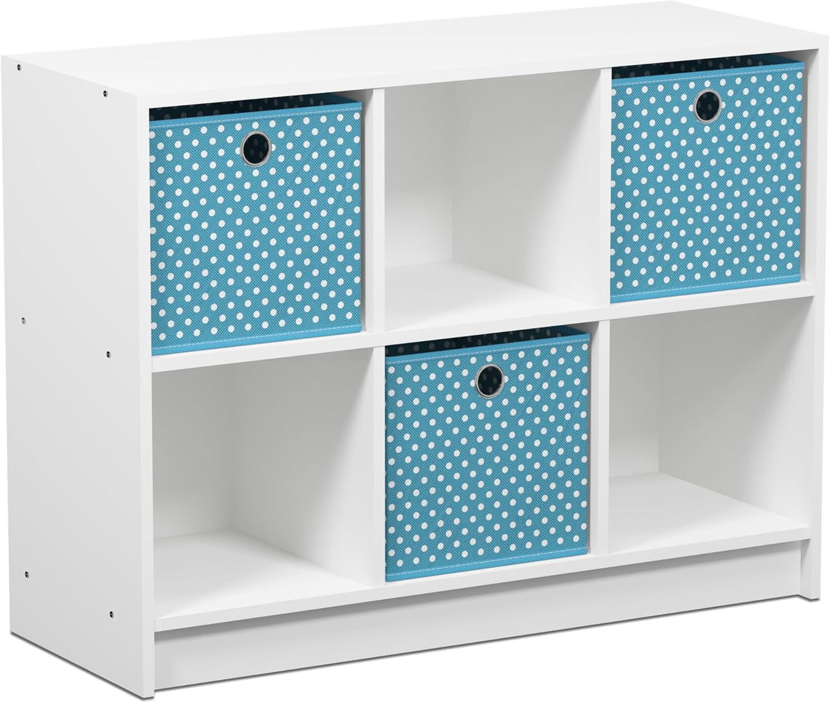 White/Light Blue Bookcase Storage Shelves U30272