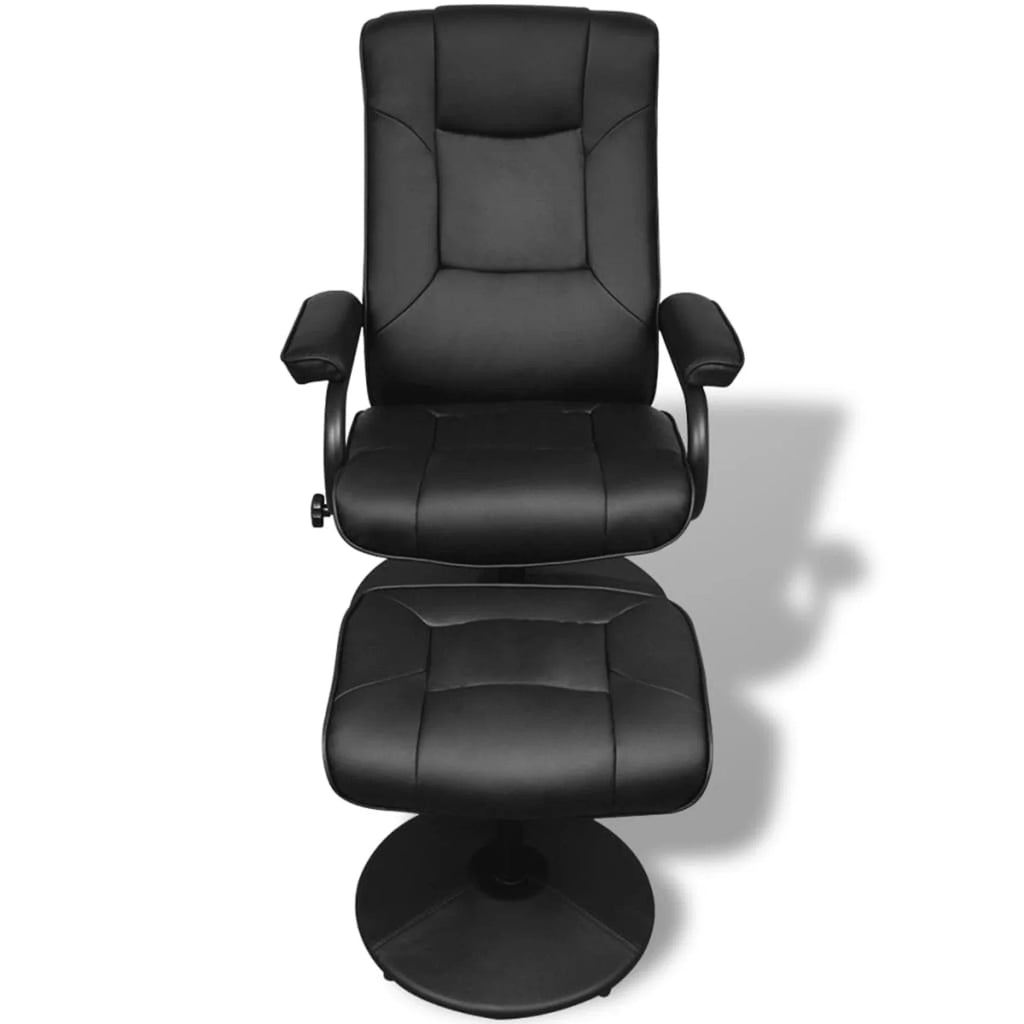 Black Faux Leather Swivel Recliner with Ottoman R973900