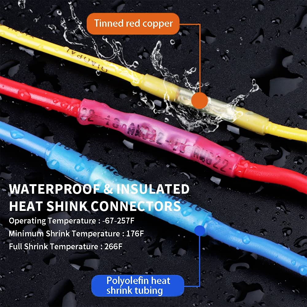 1000 Pcs Blue 16-14 AWG Waterproof Heat Shrink Butt Connectors M1933