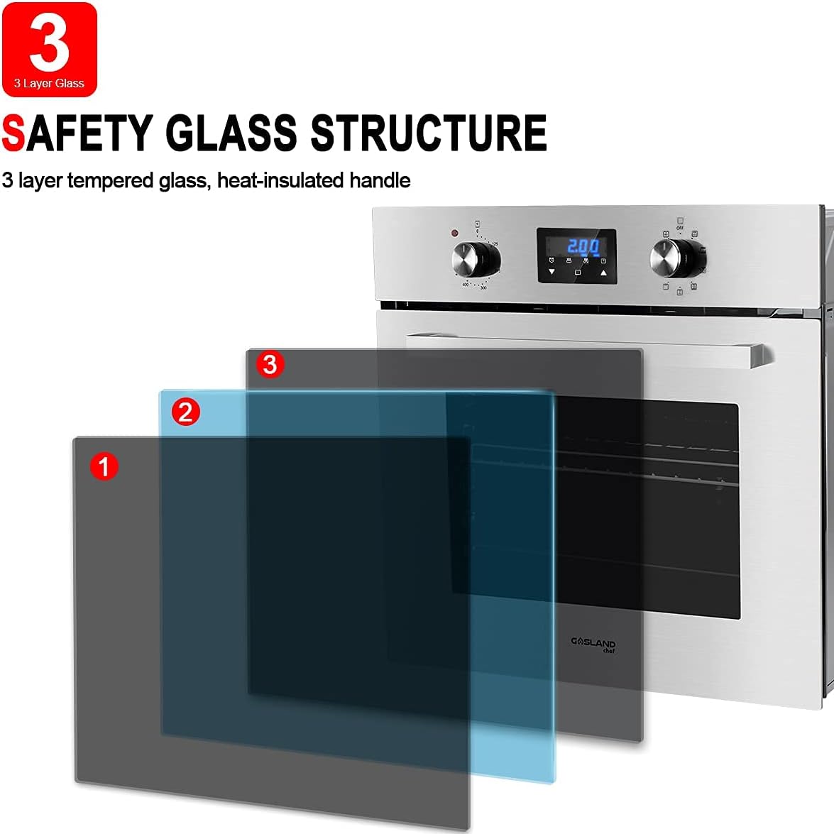 24 Single Wall Electric Oven, 240V 2800W 2.3Cu.f 9 Cooking Functions Convection, Stainless Steel F755531