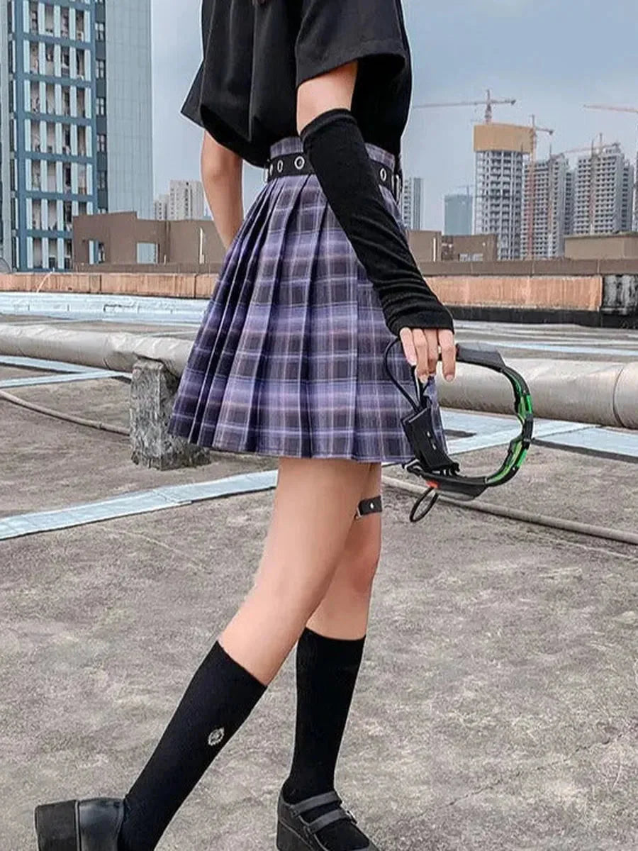 Neon Purple Pleated Skirt I753