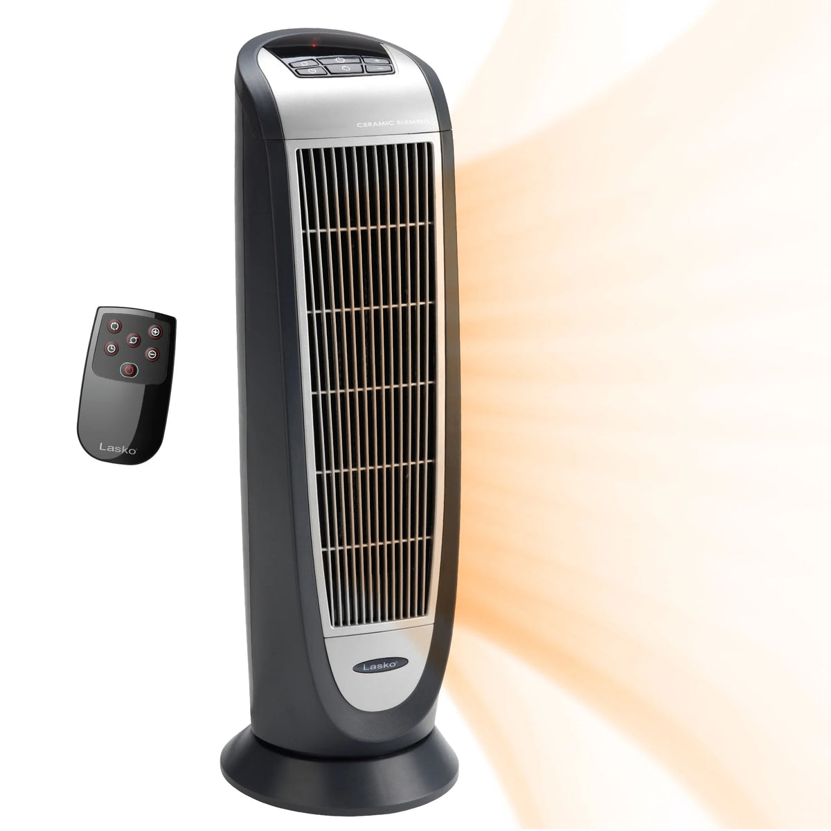 23" 1500W Electric Oscillating Ceramic Tower Space Heater, Black/Silver S360