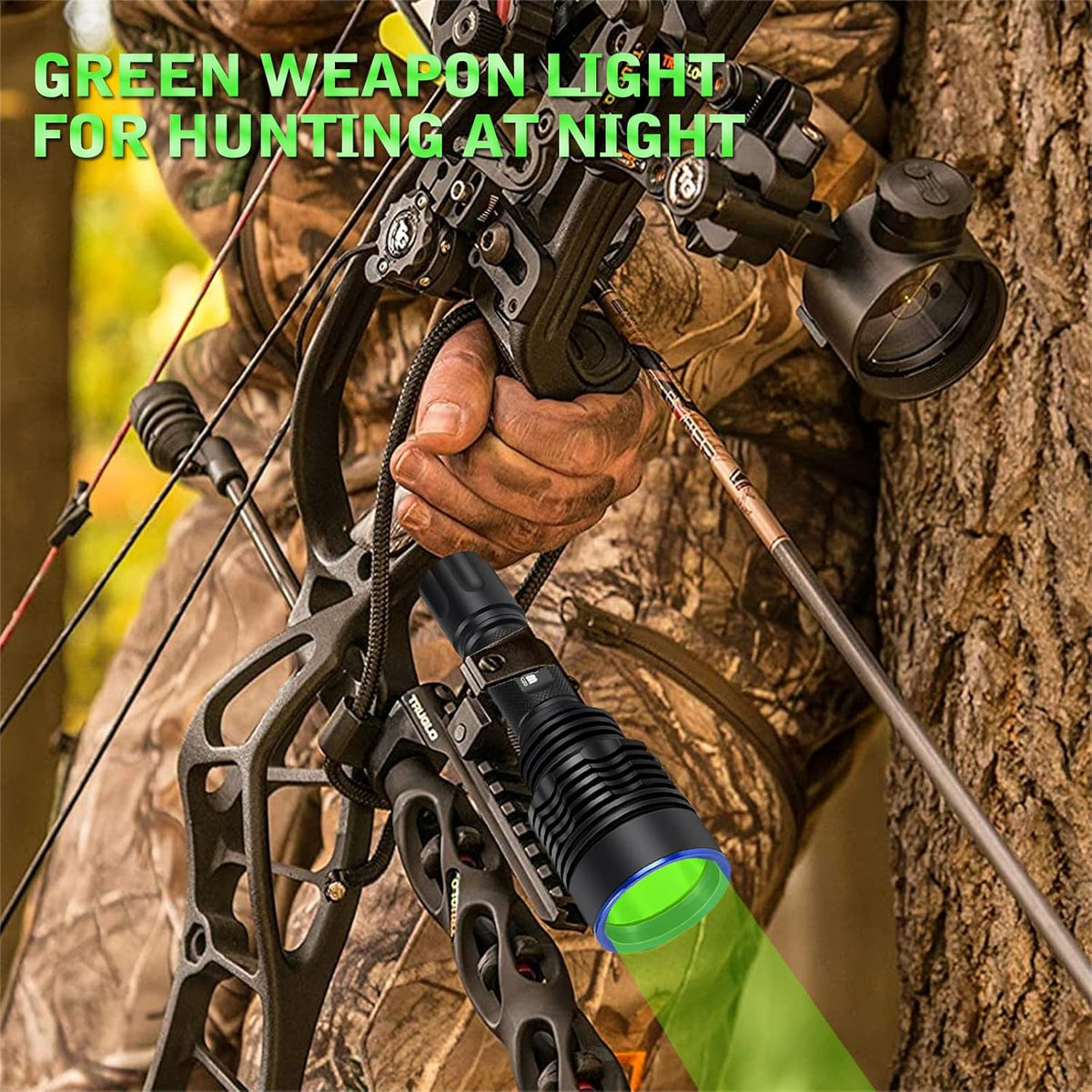 Green Tactical Flashlight Rechargeable Picatinny Mount P32978