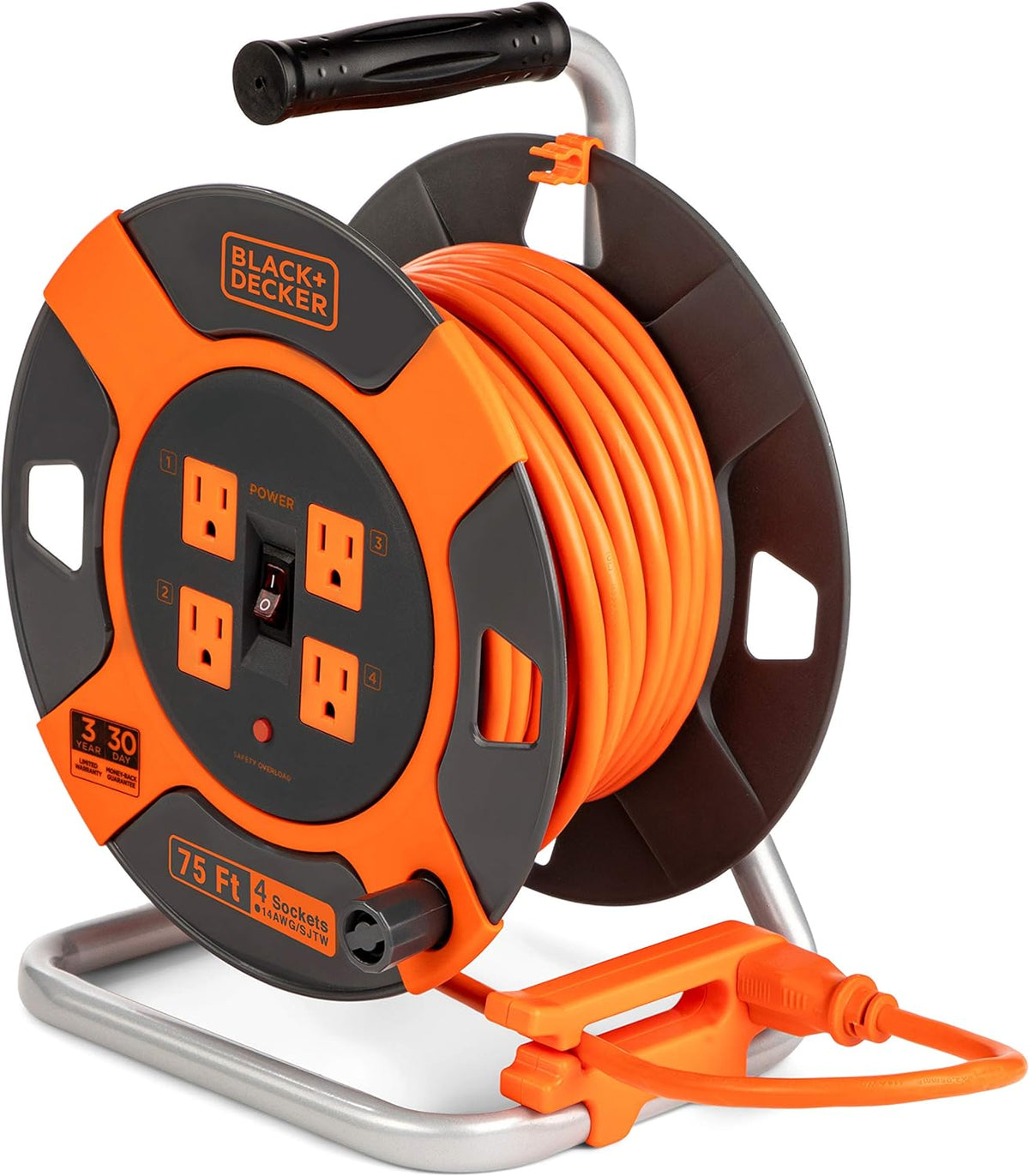 75 ft 4 Outlets 14AWG SJTW Retractable Extension Cord L871051