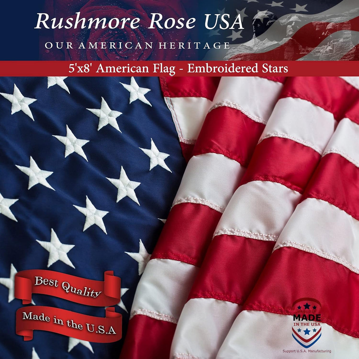 American Flag 5x8 ft Embroidered Stars and Stitched Stripes Z986