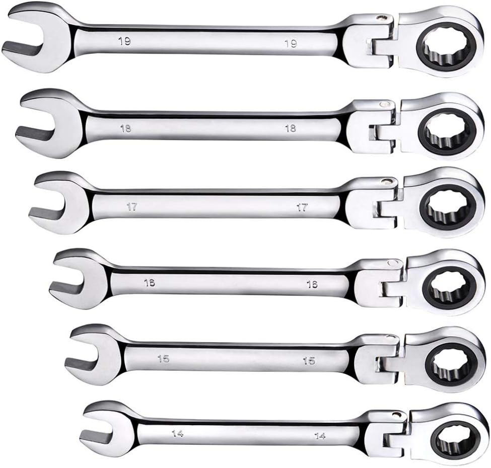 12pc 8-19mm Metric Flexible Head Ratcheting Wrench Combination Spanner Tool Set H481617