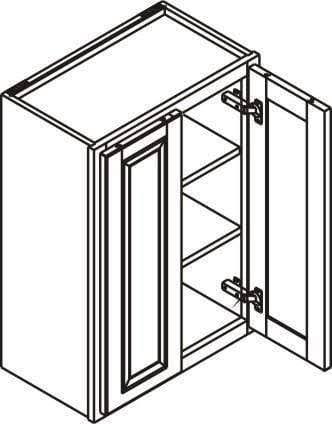 Vintage White Inset Raised Panel Wall Cabinet Double Door 24 Q3411