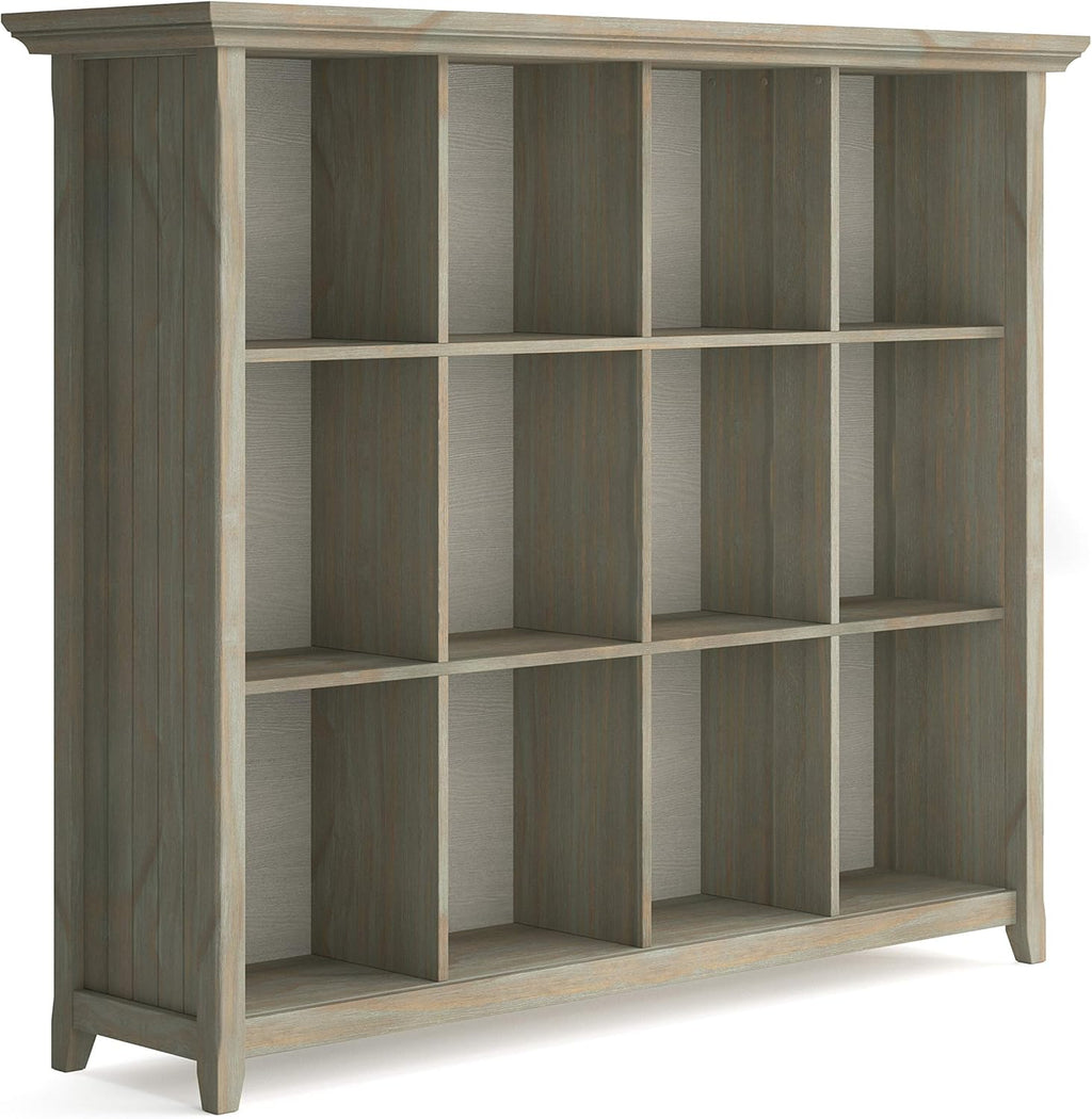 12 Cube Solid Wood Storage in Distressed Grey J551920