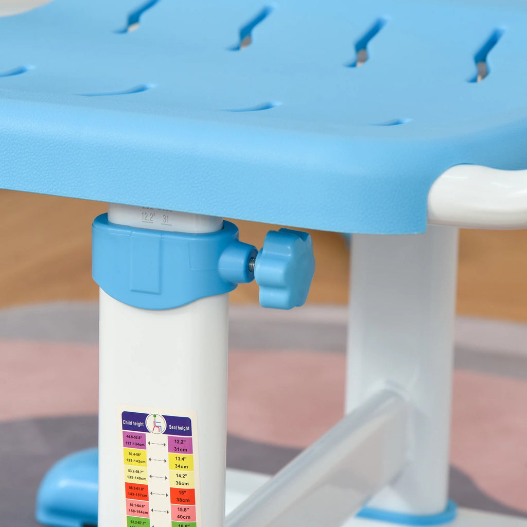 Kids Table and Chair Set with USB Lamp and Storage Drawer, Blue and White C889248