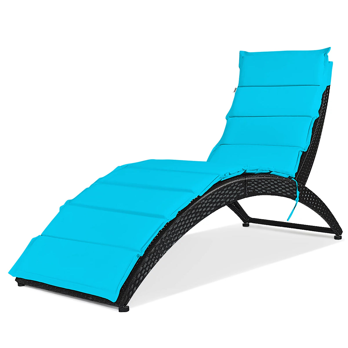 Folding Patio Rattan Lounge Chair Chaise Cushioned Red E256767