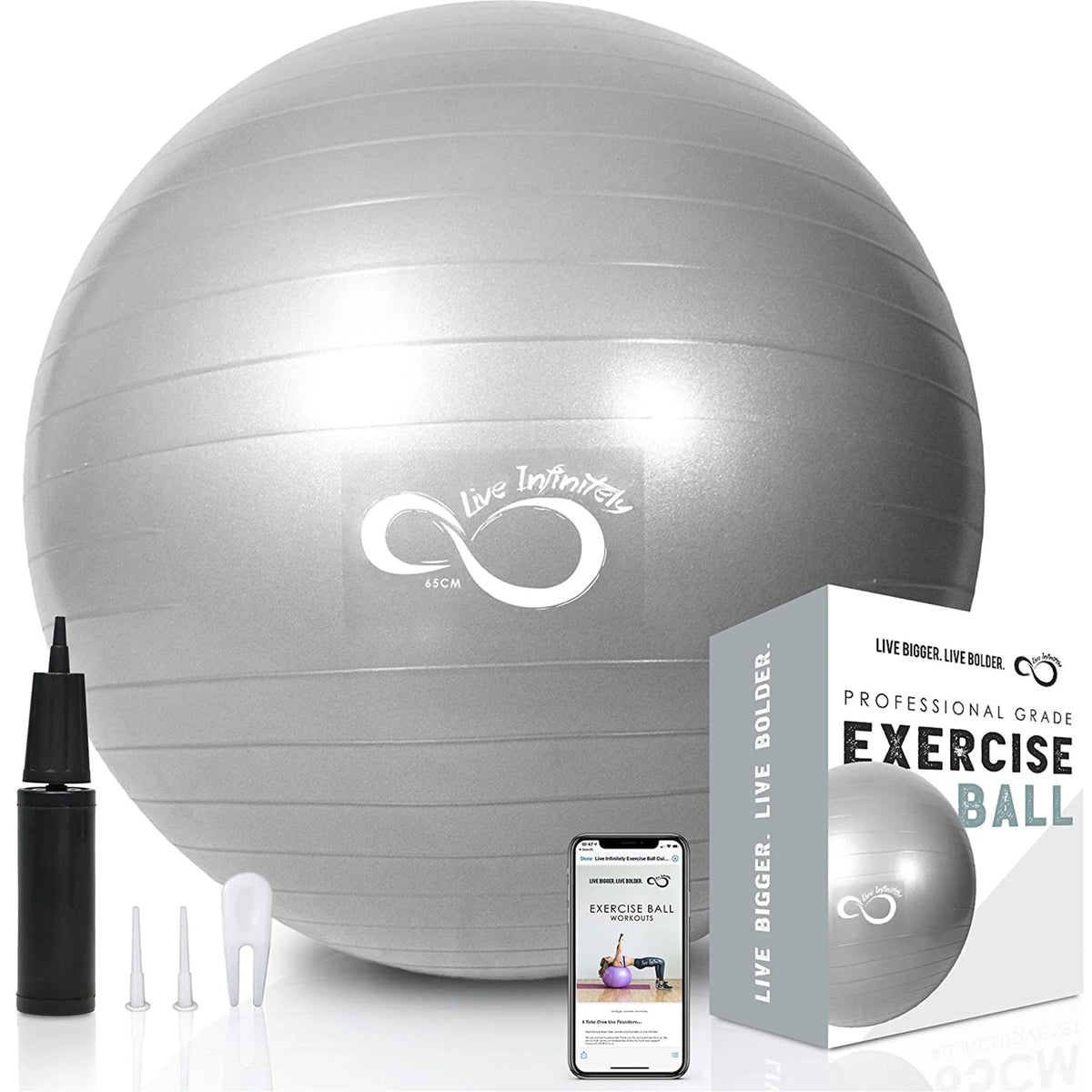 Extra Thick Exercise Ball Chair 55cm Blue Q27569