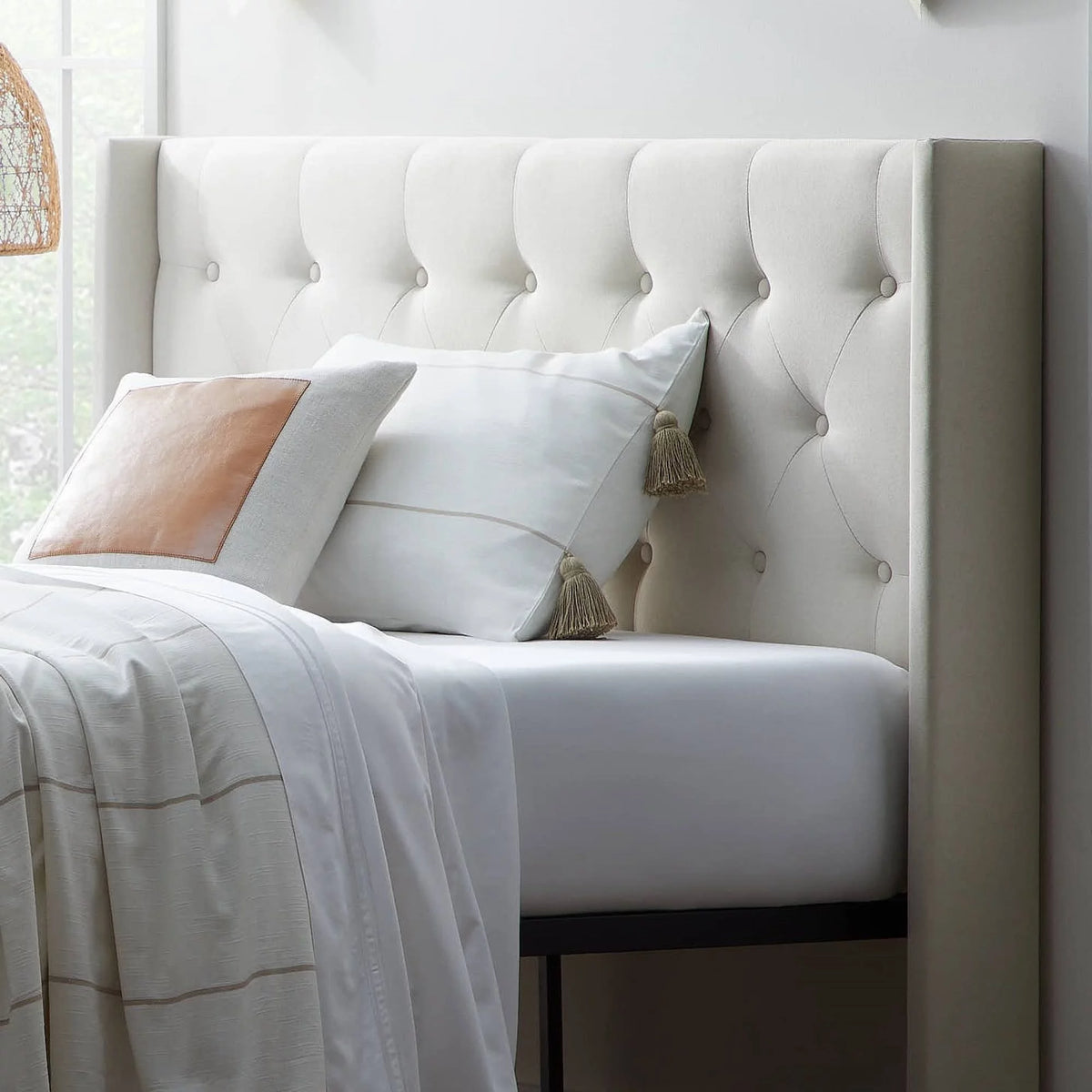 King Cal King Cream Upholstered Headboard M95297