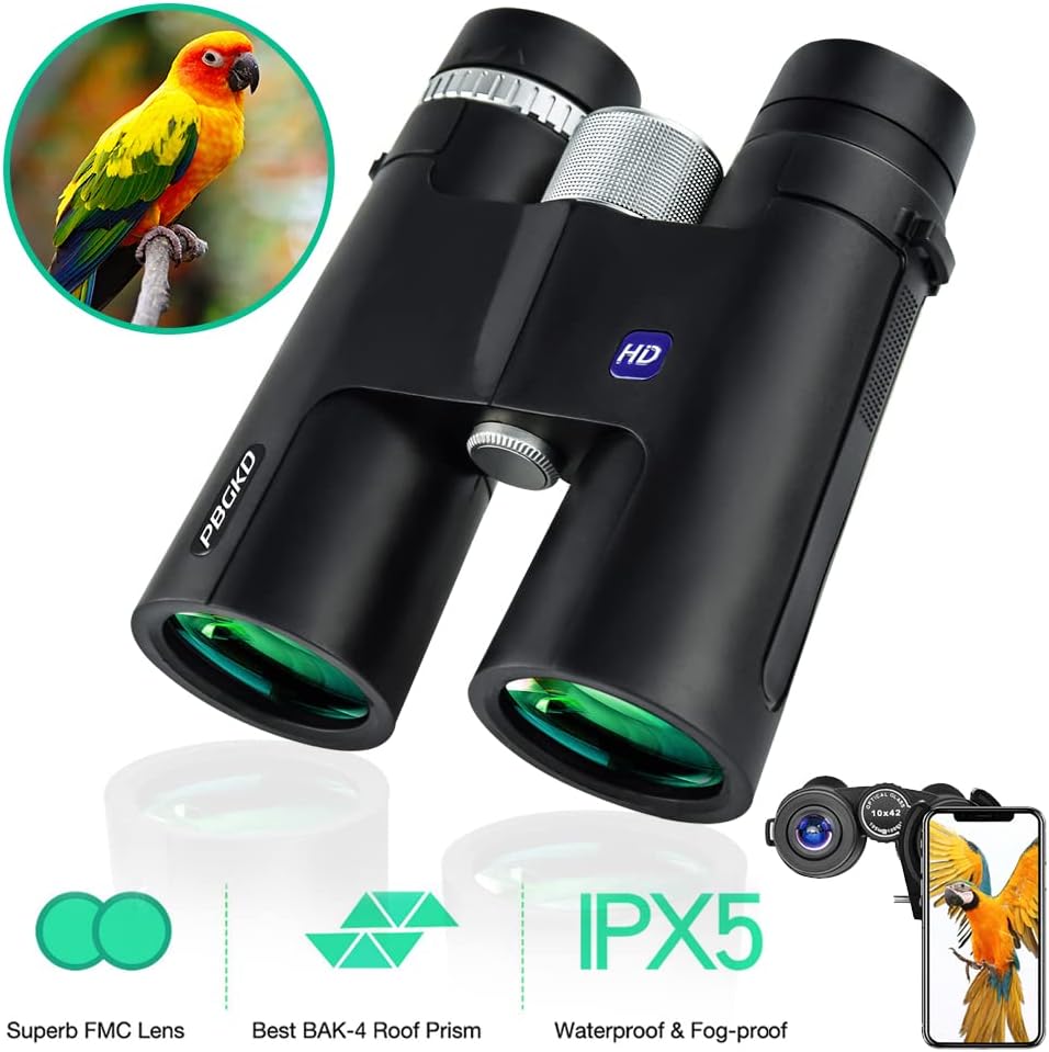 12x42 HD Roof Prism Waterproof Binoculars with Tripod Carrying Case Mobile Phone Clip Pack of 2 E256