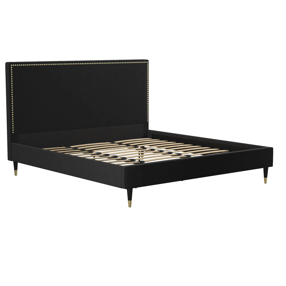 Black Velvet King Upholstered Bed M70868