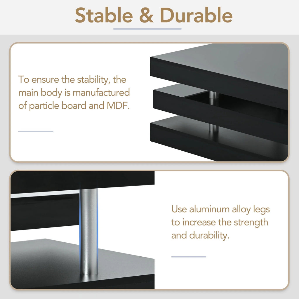 2-Tier Coffee Table with Silver Legs O406