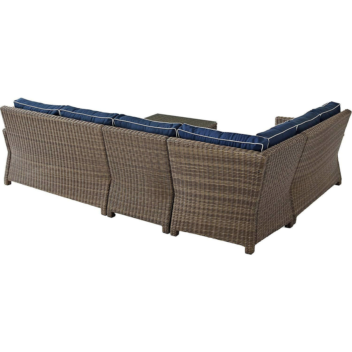 5 Pc Outdoor Wicker Sectional Set with Glass Top Coffee Table Q689265