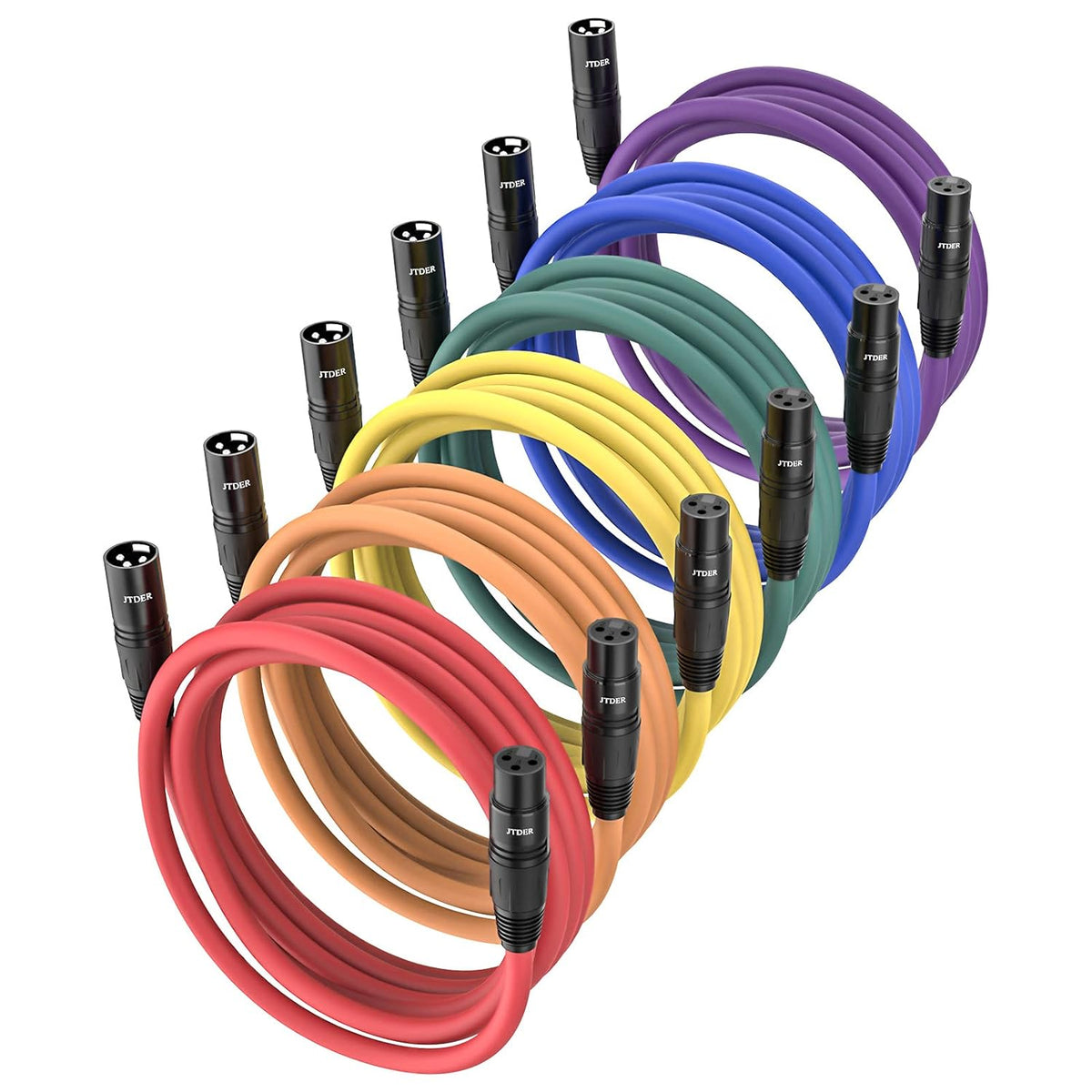 25ft 6 Pack XLR Male to XLR Female Mic Patch Cables S87475