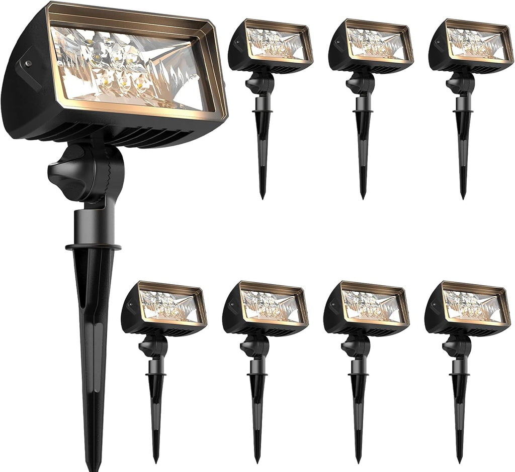 8PK LED Landscape Flood Lights 18W 1000 Lumens Die-Cast Aluminum Brown V4673