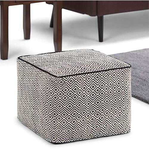 Cotton Woven Square Pouf Ottoman F88756