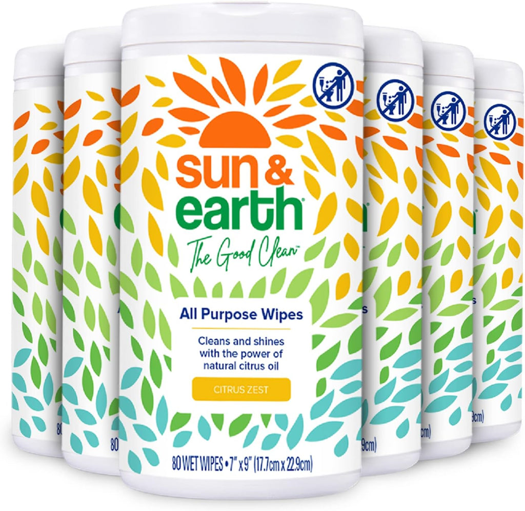 All Purpose Cleaner Wipes, 480 total wipes, Pack of 6, Citrus Scent, Plant Based Ingredients Y96805