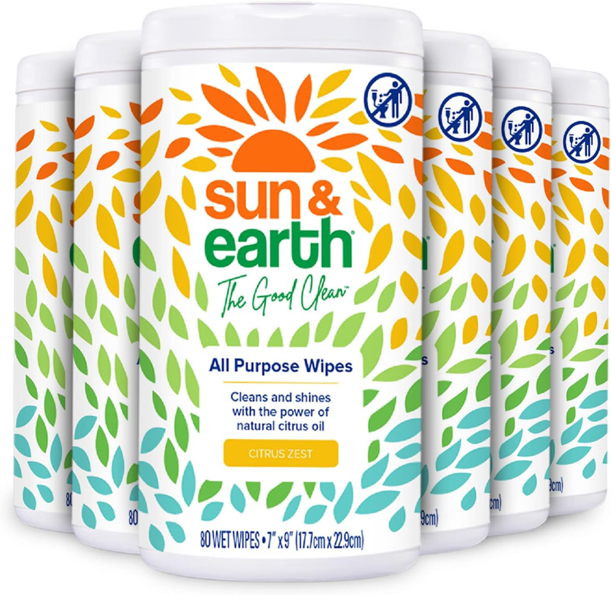 All Purpose Cleaner Wipes, 480 total wipes, Pack of 6, Citrus Scent, Plant Based Ingredients Y96805