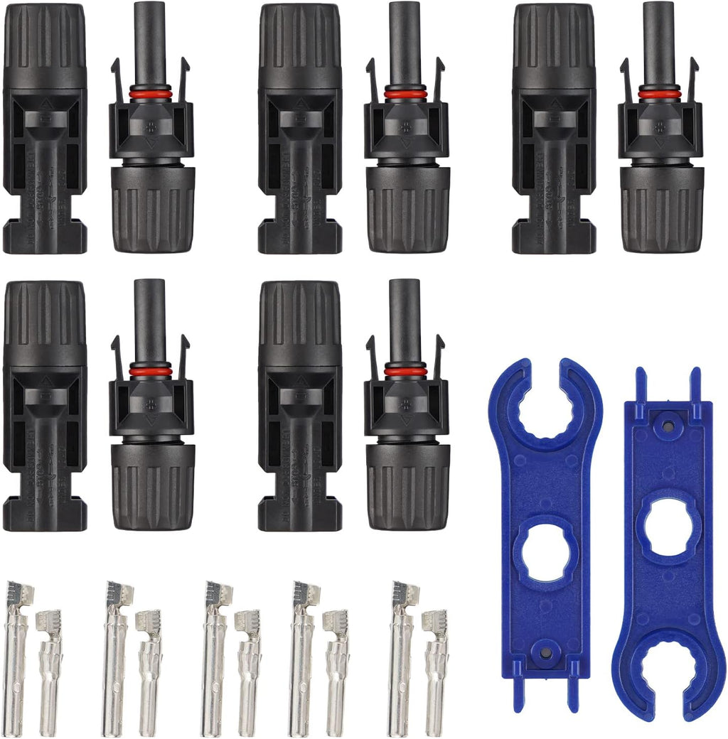 20 Pairs Male Female Solar Panel Connectors Kit with Tools, IP67 Waterproof, 30A 1000V DC L23906