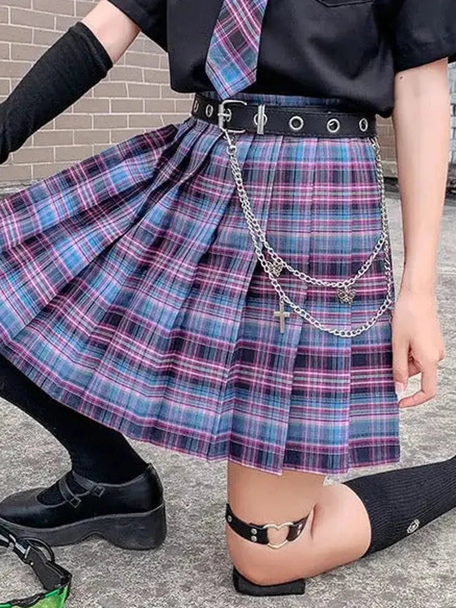 Neon Purple Pleated Skirt I753