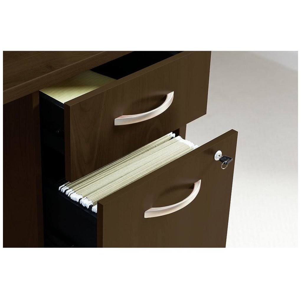 Mocha Cherry Office Desk with Mobile File Cabinet L71759