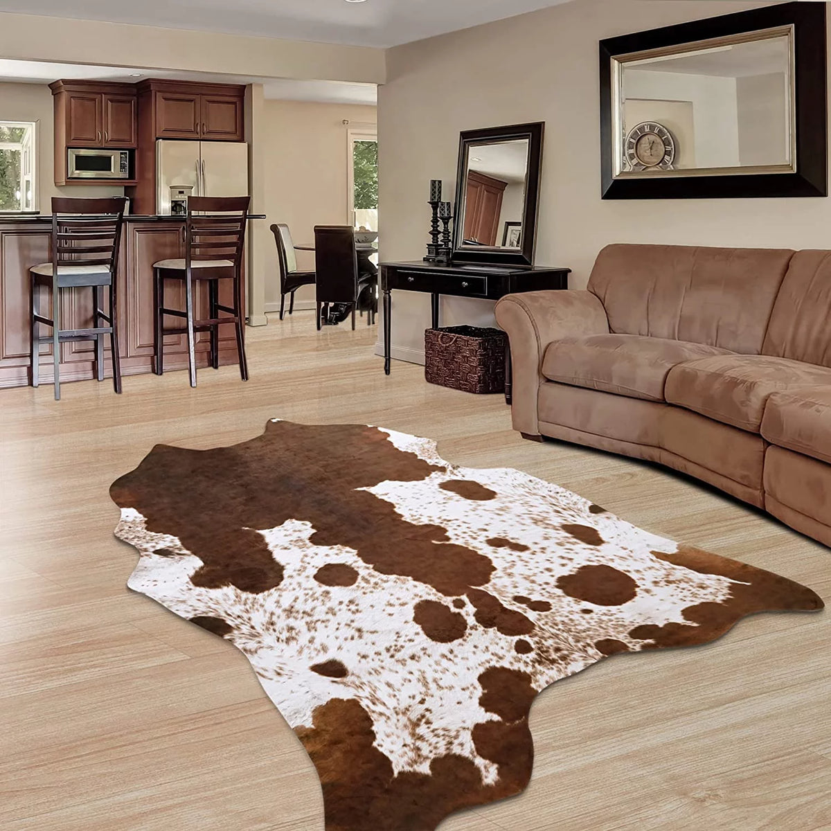 Faux Leather Animal Print Rug 5.2ft × 6.2ft H81863