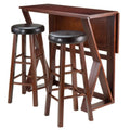 3-Pc Drop Leaf High Table with 2 Cushion Round Seat Stools F201