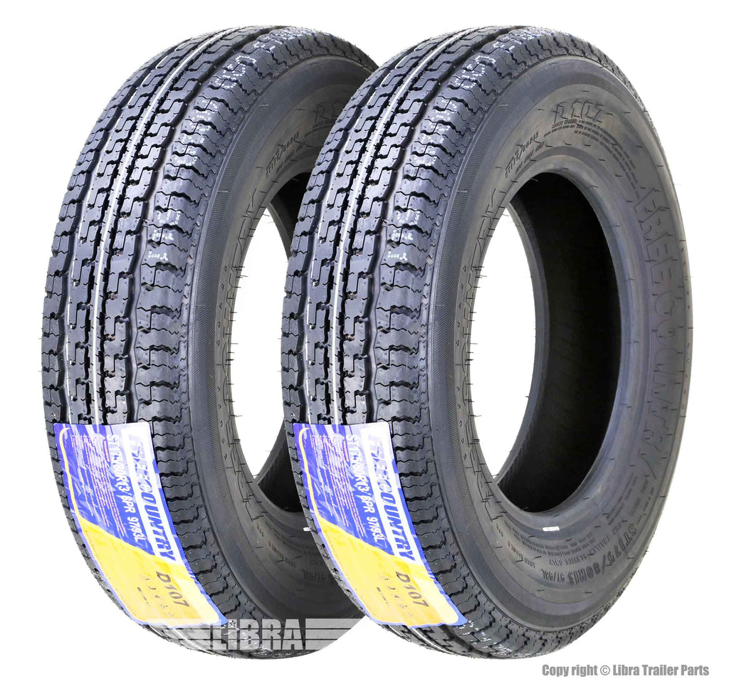 Set 2 Trailer Tires ST175/80R13 8 Ply Load Range D Steel Belted Radial O369652