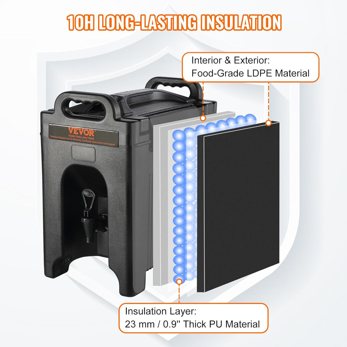 2.5 Gallon Insulated Beverage Dispenser with Two-Stage Faucet Handle E87133