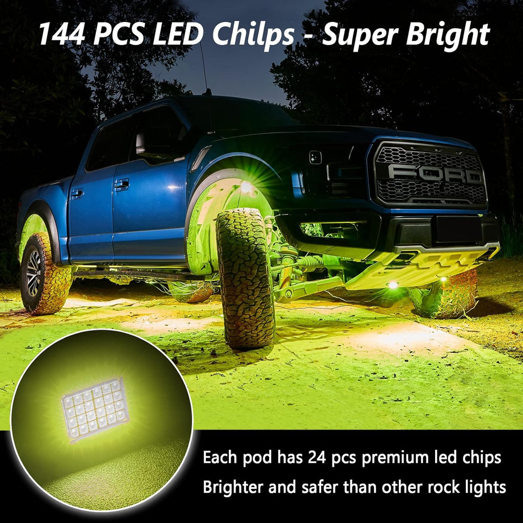 RGB LED Underglow Lighting Kit, 6 Pods, IP68 Waterproof, Pack of 2 Z377