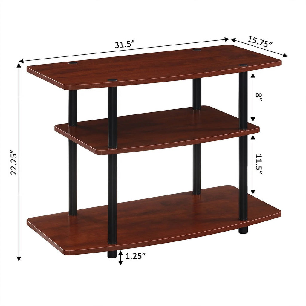 Three-Tier TV Stand in Warm Cherry Wood Finish S56294