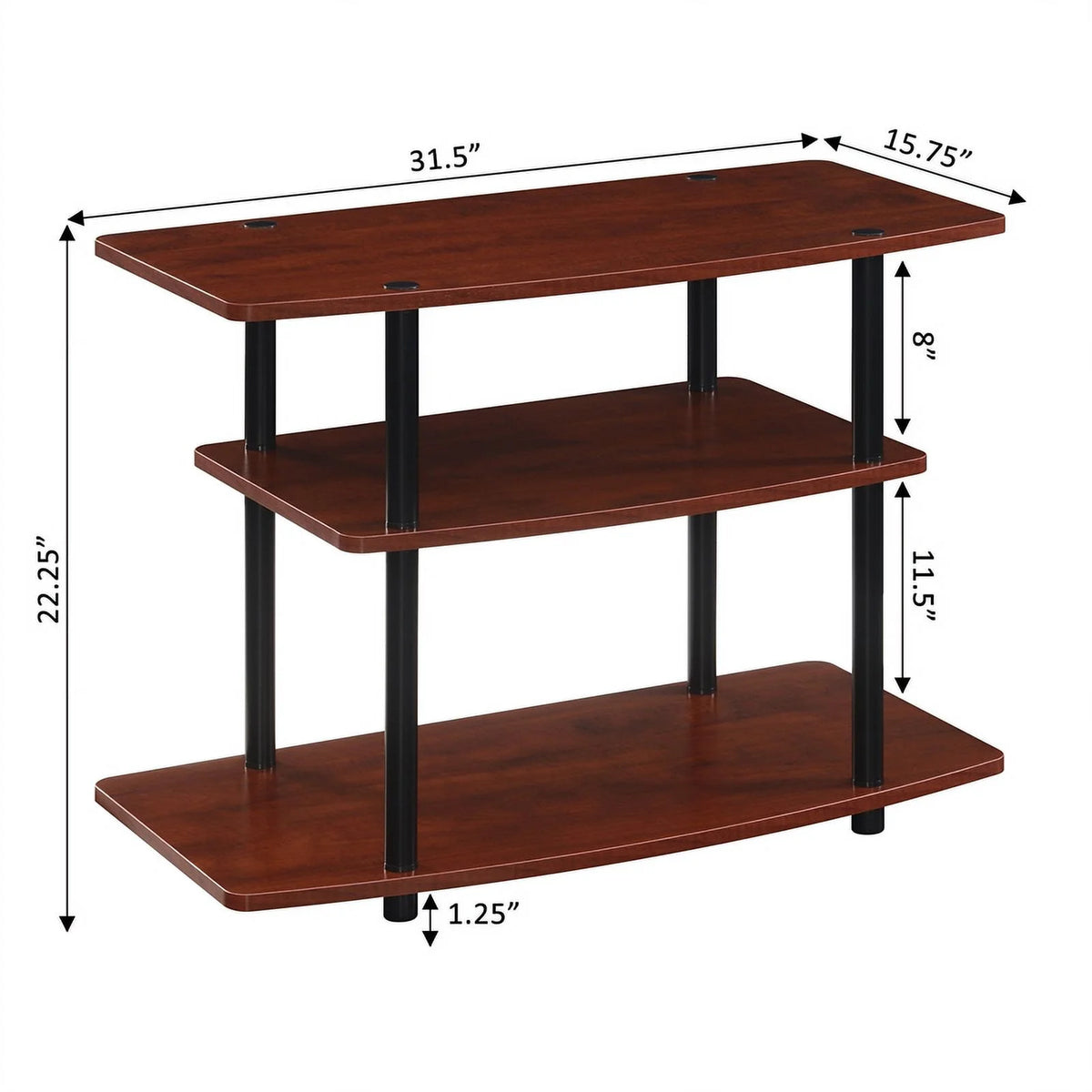Three-Tier TV Stand in Warm Cherry Wood Finish S56294