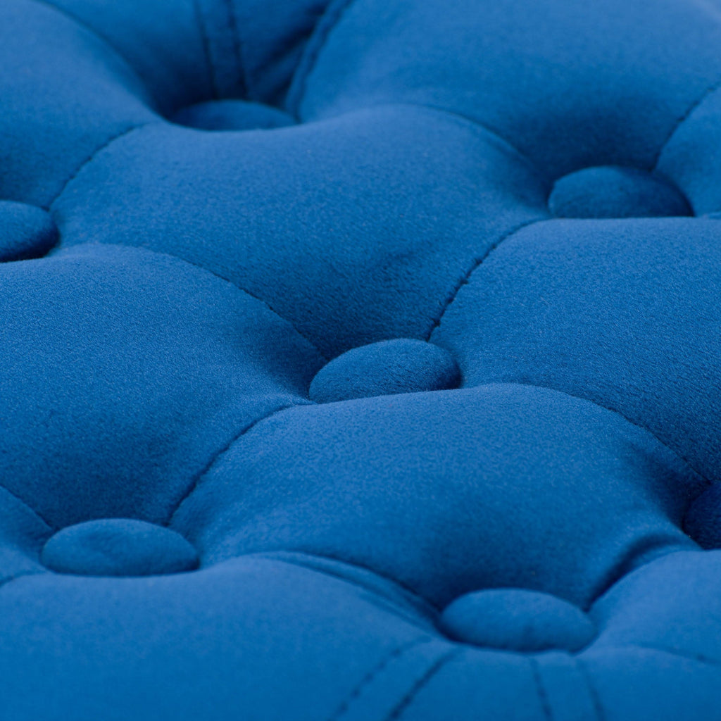 Blue Velvet Large Round Tufted Ottoman N15311